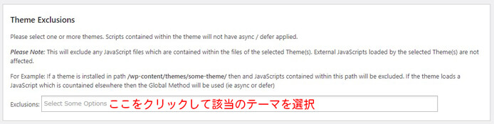 Async JavaScriptの設定から特定のテーマを除外